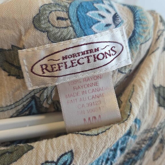 Northern Reflections Cream Long Dress with Blue Florals Size M - Picture 5 of 5